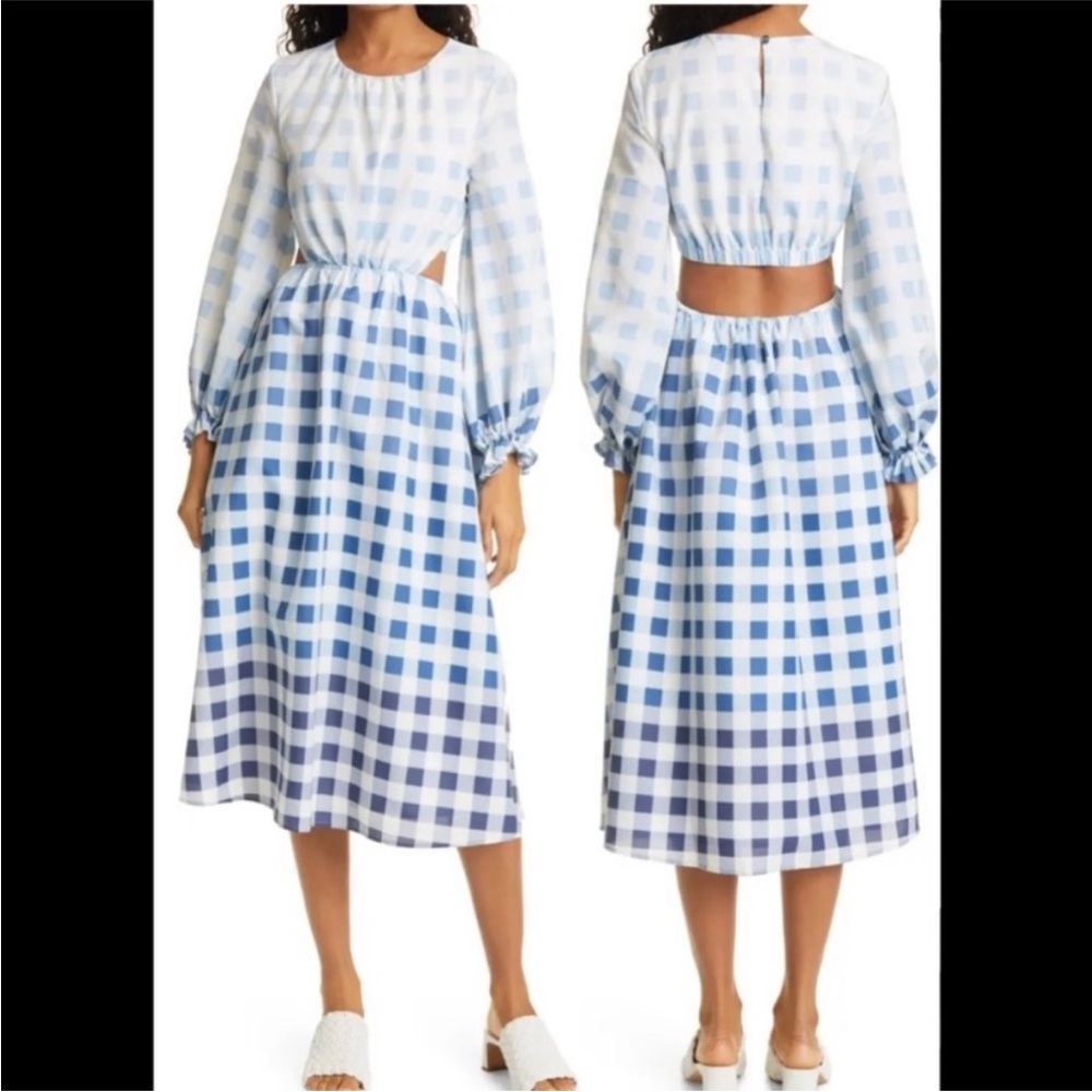 Staud Blanche Checkered Midi Dress, Size XS